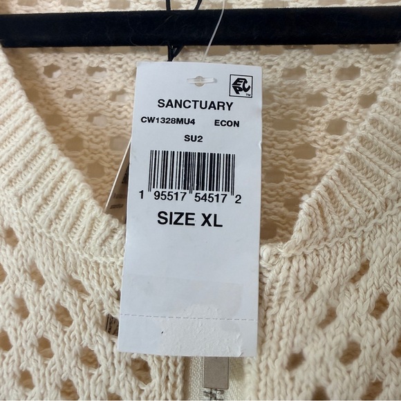 Sanctuary Stepping Out Bomber Jacket Open-knit Econatural Cream XL - Picture 6 of 7